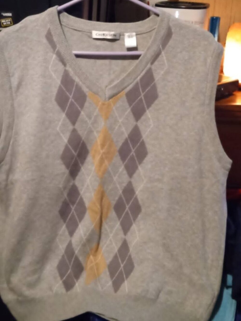 chereskin mens vest XL 100%cotton grey